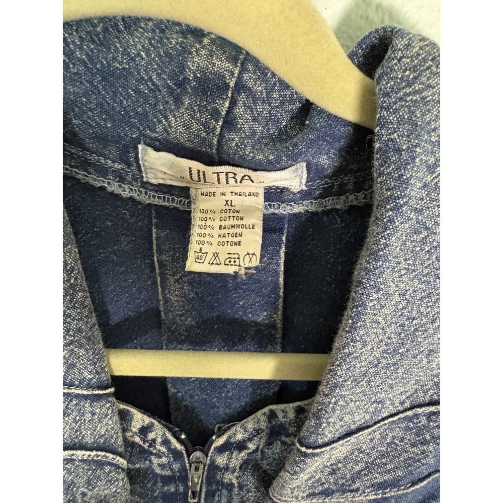 Vtg 80s ULTRA Acid Wash Denim Faux 2-Piece Dress XL Western Rhinestones Pockets - Picture 2 of 8